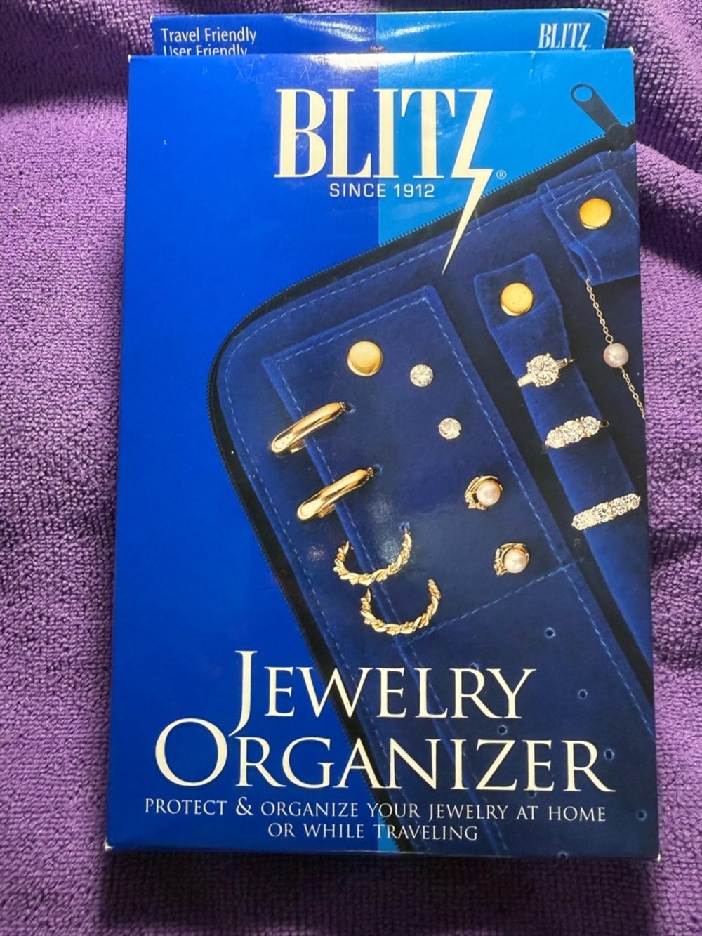 Blue Jewelry Organizer Travel Ring Case